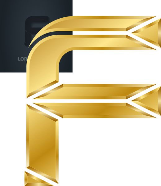 حرف f وکتور فونت طلایی زیبا الگوی لوگوی شرکت عنصر یا نماد طراحی