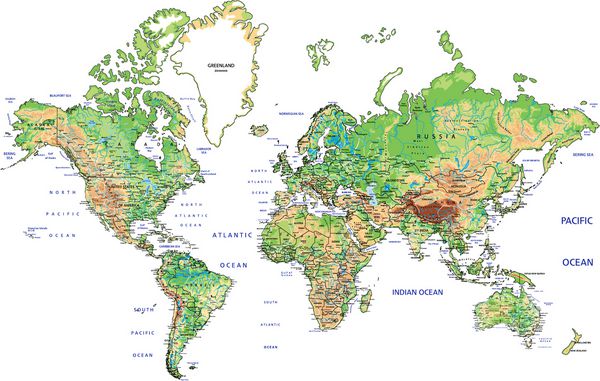 نقشه جهان بسیار دقیق با برچسب وکتور