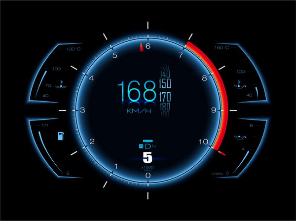 سرعت سنج وکتور ماشین اسپرت واقعی چراغ های داشبورد مفهوم سرعت وکتور سرعت سنج ماشین هاد سرعت سنج واقع گرایانه hud سرعت سنج برداری سرعت سنج خودروهای اسپرت مفهوم سرعت