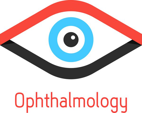 لوگوی چشم پزشکی با چشم از روبان مفهوم جراحی بینایی‌سنجی چشم چشم‌پزشک چشم‌پزشک جدا شده در زمینه سفید وکتور وکتور طراحی مارک تجاری مدرن به سبک مسطح