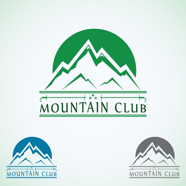 الگوی طراحی لوگوی وکتور کوهستانی نماد گردشگری سبز