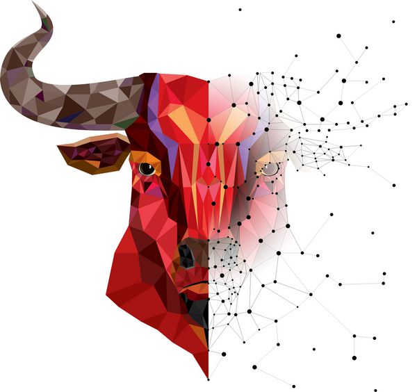 سر قرمز گاو با الگوی هندسی تصویر برداری