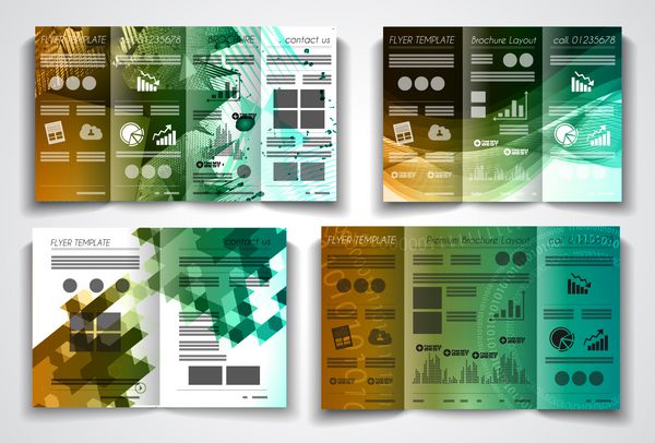بردار طرح قالب بروشور سه تایی یا طرح بروشور برای استفاده برای برنامه های تجاری مجلات تبلیغات برگه های محصول یادداشت آیتم ها بروشورهای رویداد یا دعوت نامه های جلسه