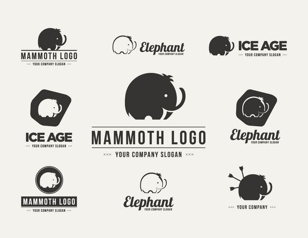 مجموعه لوگوی وکتور شبح ماموت مجموعه ای از نمادهای فیل