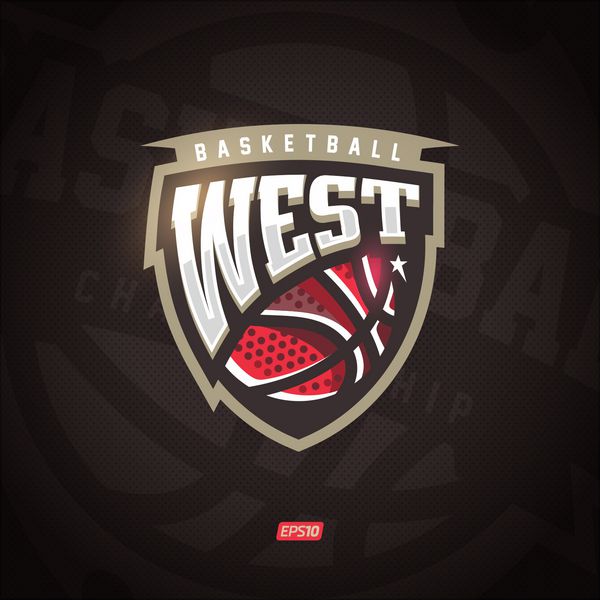 لوگوی مدرن وکتور حرفه ای غرب برای یک تیم بسکتبال