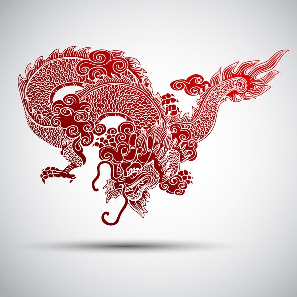 تصویر اژدهای سنتی چینی وکتور