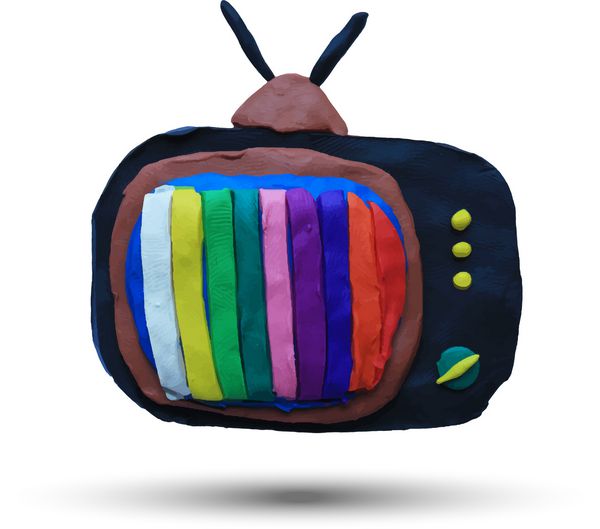 تلویزیون رترو با خطوط رنگی وکتور مدل سازی پلاستیکین