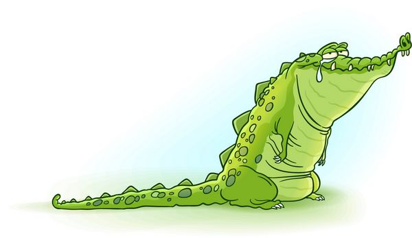 اشک تمساح - وکتور از تمساح کارتونی زیبا و دیوانه