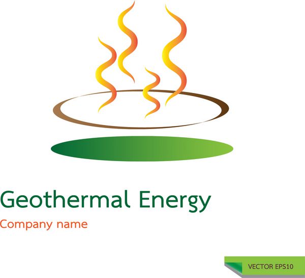 نماد وکتور ساخته شده از نمادهای زمین گرمایی مفهوم طراحی لوگو انرژی زمین گرمایی
