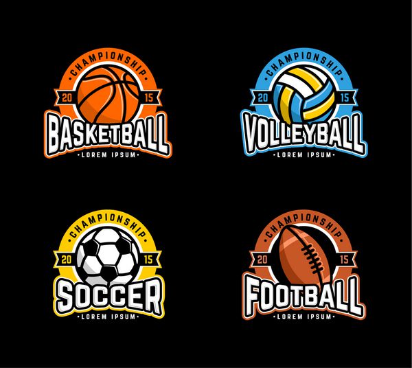 مجموعه لوگوی ورزشی بسکتبال والیبال فوتبال فوتبال
