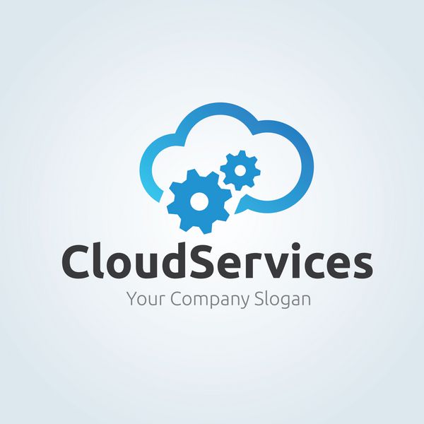 آرم ابری خدمات ابری رایانش ابری لوگوی چرخ دنده الگوی وکتور لوگو