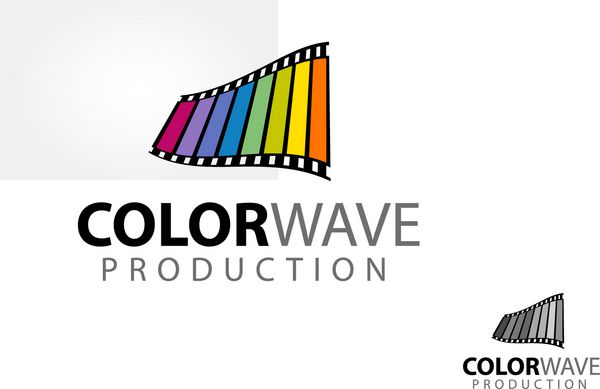 الگوی لوگو موج رنگ سینما یا استودیوی تولید فیلم یا لوگوی شرکت رسانه ای