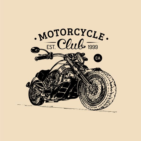 وکتور از موتور سیکلت قدیمی طراحی شده با دست دوچرخه هلی کوپتر کلاسیک کشیده شده به سبک جوهر تصویر موتور سیکلت رترو آرم دوچرخه موتوری سفارشی تابلوی باشگاه دوچرخه سواری برچسب گاراژ