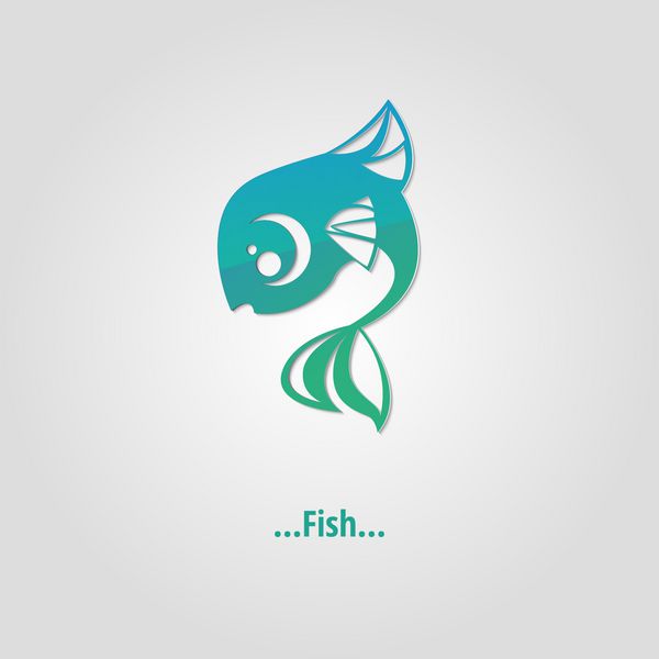 نماد ماهی ماهی آبی کوچولو در پس زمینه سفید
