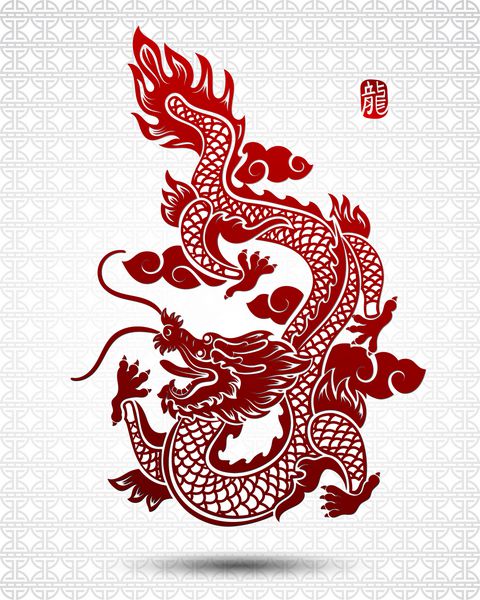 تصویر اژدهای سنتی چینی وکتور