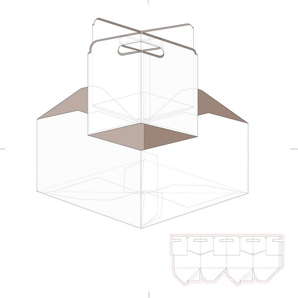 جعبه سینی محفظه با الگوی خط قالب