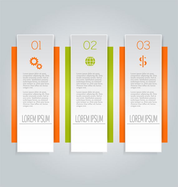 قالب اینفوگرافیک کسب و کار برای ارائه آموزش طراحی وب بنرها بروشورها بروشورها زبانه های نارنجی و سبز وکتور