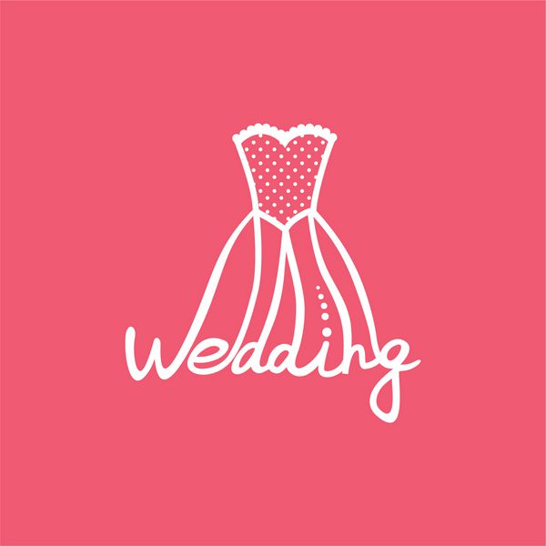 لباس عروس لوگو تصویر برای کارت دعوت یا شرکت عروسی لوگوی وکتور طراحی لیبل وکتور