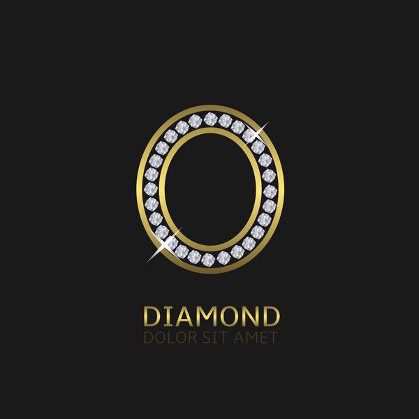 حرف فلزی طلایی یا آرم با الماس لوکس سلطنتی ثروت نماد زرق و برق وکتور