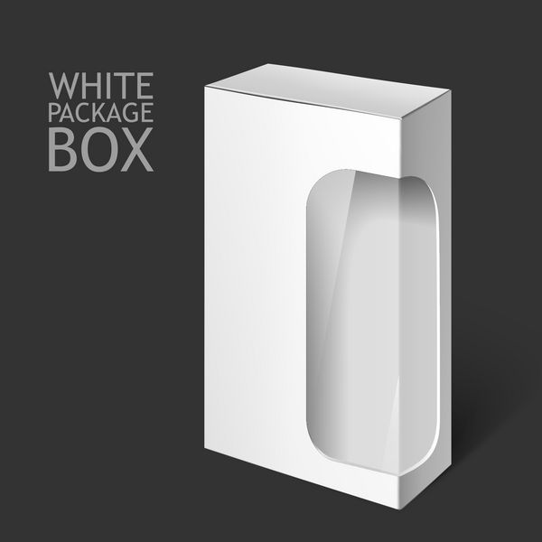 جعبه بسته مقوایی ست بسته مربعی سفید برای نرم افزار دی وی دی دستگاه الکترونیکی محصولات پزشکی و آرایشی با پنجره قالب ماکت آماده برای طراحی شما جدا شده در زمینه سفید