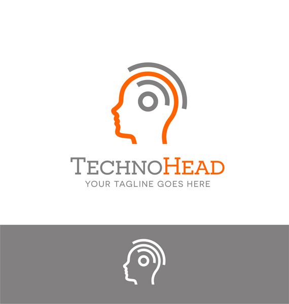 لوگوی ترکیبی سر و نماد وای فای برای تجارت مرتبط با فناوری وب سایت