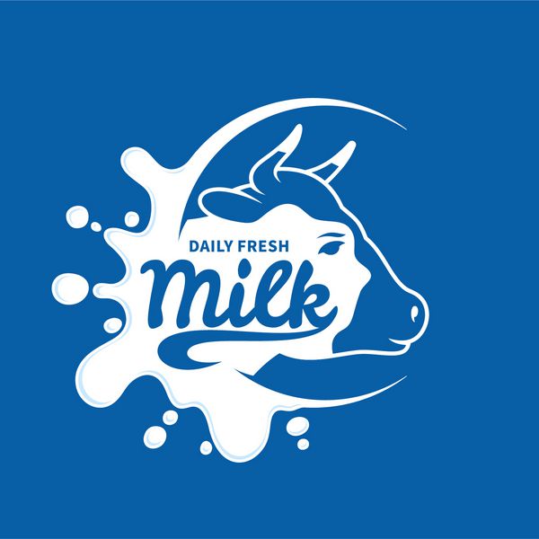 قالب لوگوی شیر برچسب شیر با متن نمونه نماد شیر برای مواد غذایی فروشگاه های کشاورزی بسته بندی و تبلیغات طراحی لوگو تایپ وکتور