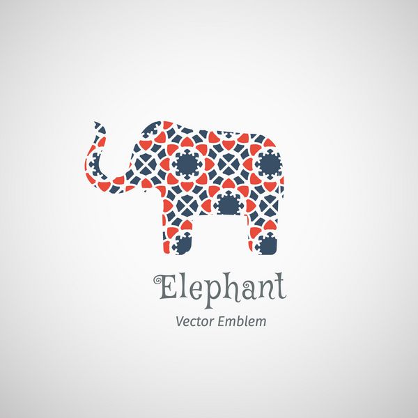 الگوی لوگوی فیل نشان وکتور با تزئینات سنتی