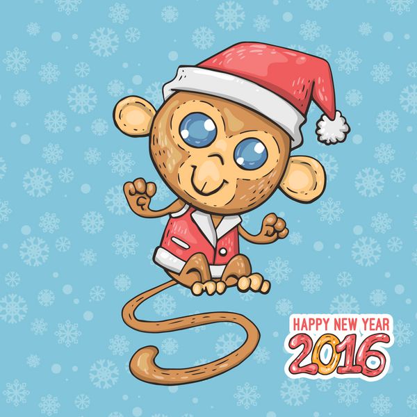کارت سال نو با میمون برای سال 2016