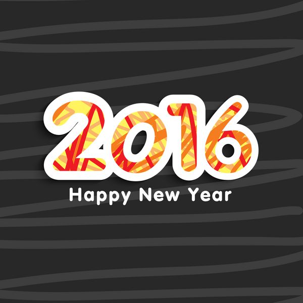طرح کارت پستال زیبا با متن شیک 2016 برای جشن سال نو مبارک