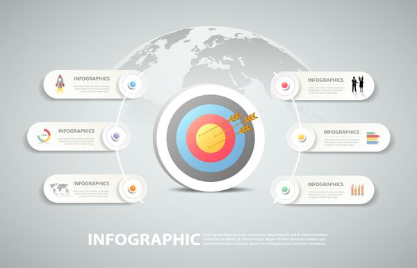 قالب 6 مرحله ای اینفوگرافیک اینفوگرافیک مفهوم کسب و کار را می توان برای طرح گردش کار نمودار گزینه های اعداد پیشرفت جدول زمانی استفاده کرد