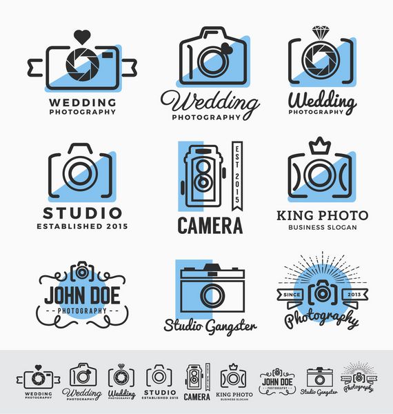 مجموعه طراحی نشان آرم خدمات عکاسی و دوربین عکاسی وکتور