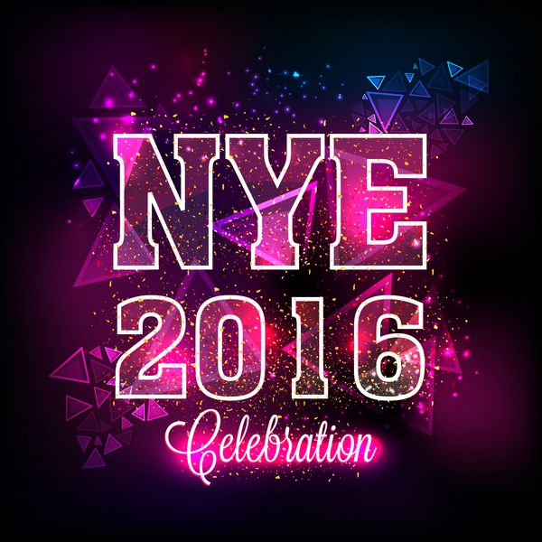 طرح زیبای کارت دعوت براق برای شب سال نو 2016 جشن مهمانی