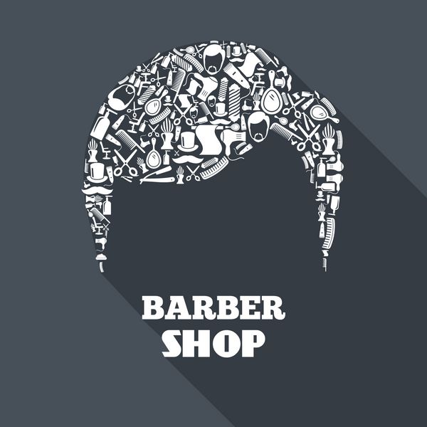 مفهوم فروشگاه برش با عبارات برشاپ در وکتور شکل مدل موی مردانه