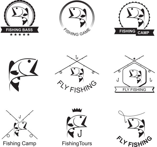 مجموعه ای از نمادهای ماهیگیری