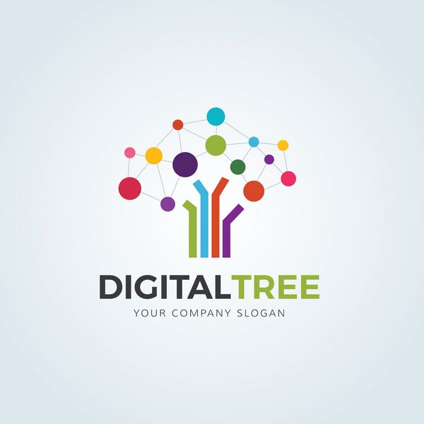 آرم درخت دیجیتال آرم درخت لوگوی خلاقانه الگوی لوگوی برداری