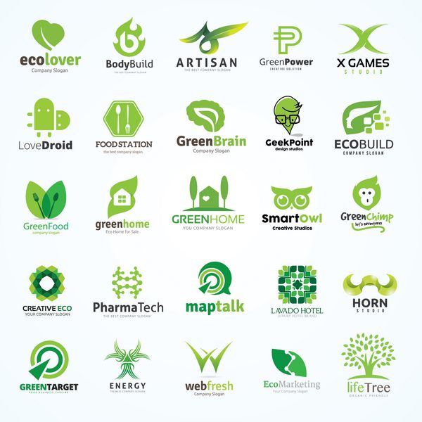 مجموعه آرم سبز مجموعه آرم اکو لوگوی مواد غذایی ارگانیک مجموعه آرم مجموعه آرم الگوی لوگوی برداری