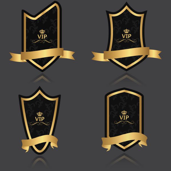 برچسب های مشکی و طلایی heraldic vector