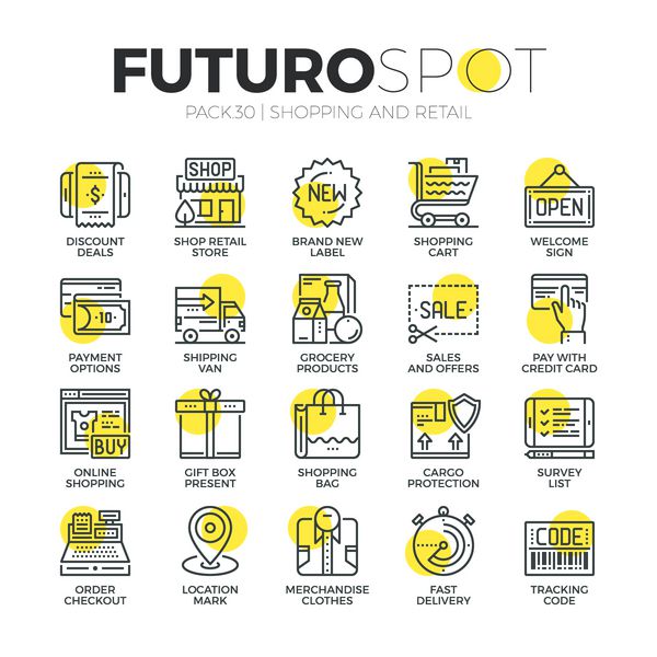 مجموعه آیکون های خط سکته مغزی از کسب و کار خرده فروشی خرید اینترنتی فروش آنلاین مفهوم پیکتوگرام خطی مسطح مدرن مجموعه نمادهای طرح کلی کیفیت برتر طراحی متریال وکتور ساده گرافیک وب
