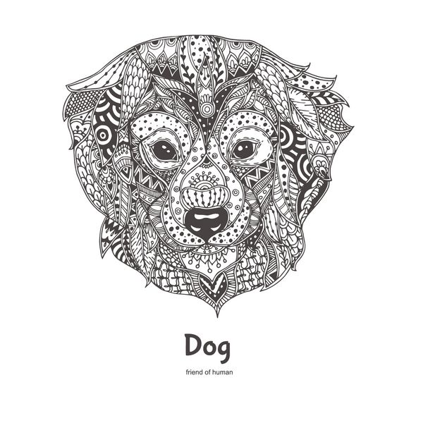سگی با دست طراحی شده با الگوی ابله گلی قومی صفحه رنگ آمیزی - زندالا طراحی برای آرامش و مدیتیشن برای بزرگسالان تصاویر وکتور جدا شده در پس زمینه سفید ابله های ذن
