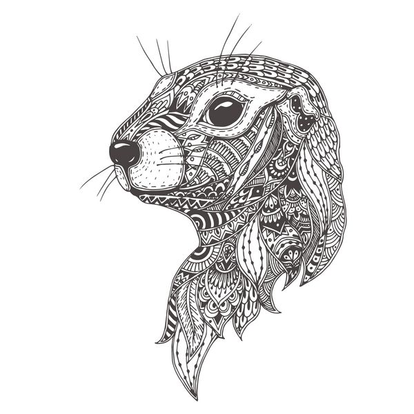 سنجاب زمینی اروپایی با الگوی ابله صفحه رنگ آمیزی - زندالا طراحی برای آرامش برای بزرگسالان تصاویر وکتور جدا شده در پس زمینه سفید ابله های ذن