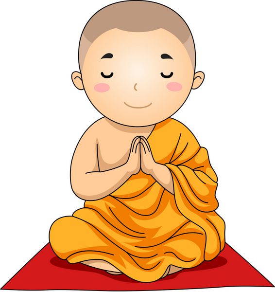 پسر بچه بودایی دعا کنید