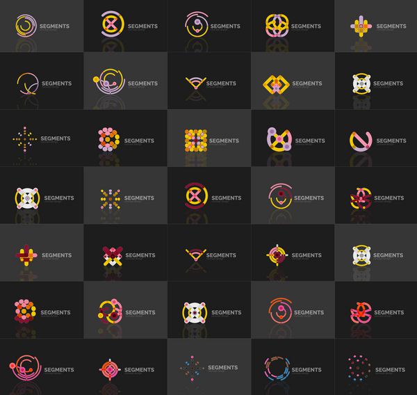مجموعه ای از لوگوتایپ های خطی برداری نمادهای انتزاعی هندسی نمادهای زیبا