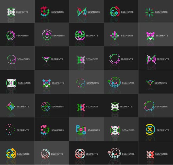 مجموعه ای از لوگوتایپ های خطی برداری نمادهای انتزاعی هندسی نمادهای زیبا