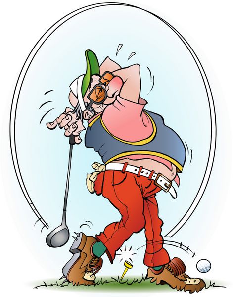 تصویر کارتونی وکتور یک بازیکن گلف در اعتصاب