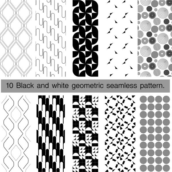10 الگوی بدون درز هندسی سیاه و سفید