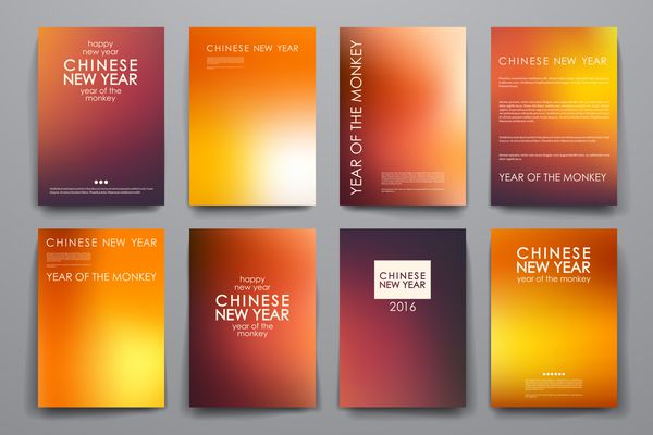 مجموعه ای از بروشور قالب های طراحی پوستر به سبک سال نو چینی