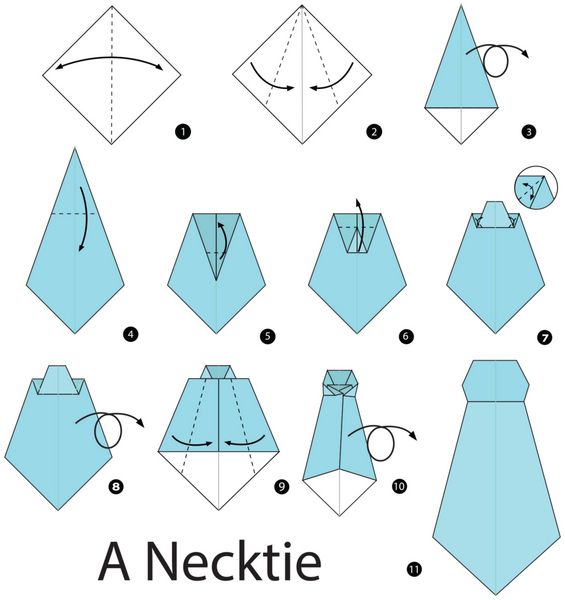 آموزش گام به گام ساخت اوریگامی کراوات