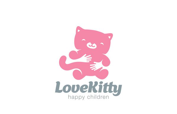 طراحی لوگوی گربه اسباب بازی خنده دار فروشگاه کودکان حیوانات خانگی