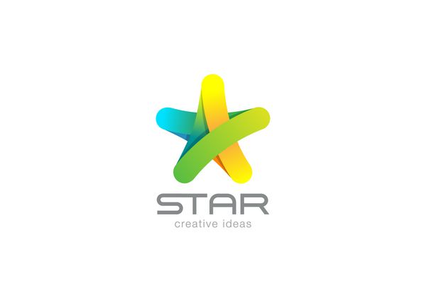 روبان طراحی لوگوی پنج ستاره نماد اجتماعی رسانه خلاق