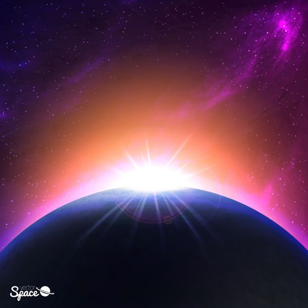 طلوع خورشید بر فراز سیاره زمین مانند پس زمینه sp رنگارنگ وکتور برای آثار هنری شما